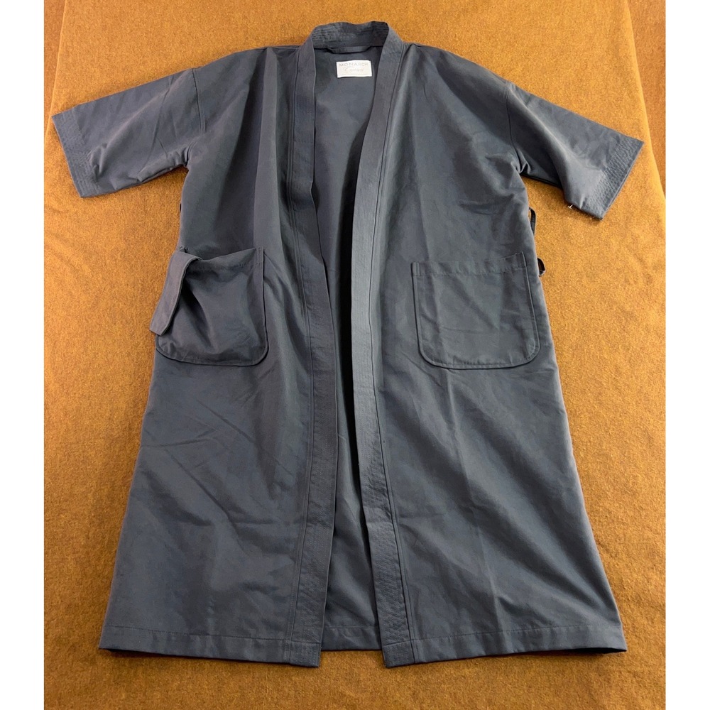 Monarch Cypress Unisex OSFM Gray Microfiber Kimono Spa Robe *Flaw